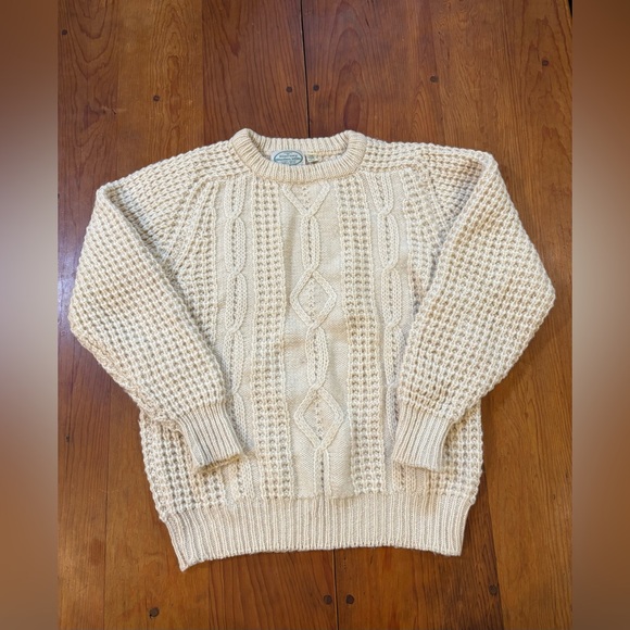 Vintage Blarney Wollen Mills Ireland hand Wool Cream Pullover Size 40 - Picture 1 of 6
